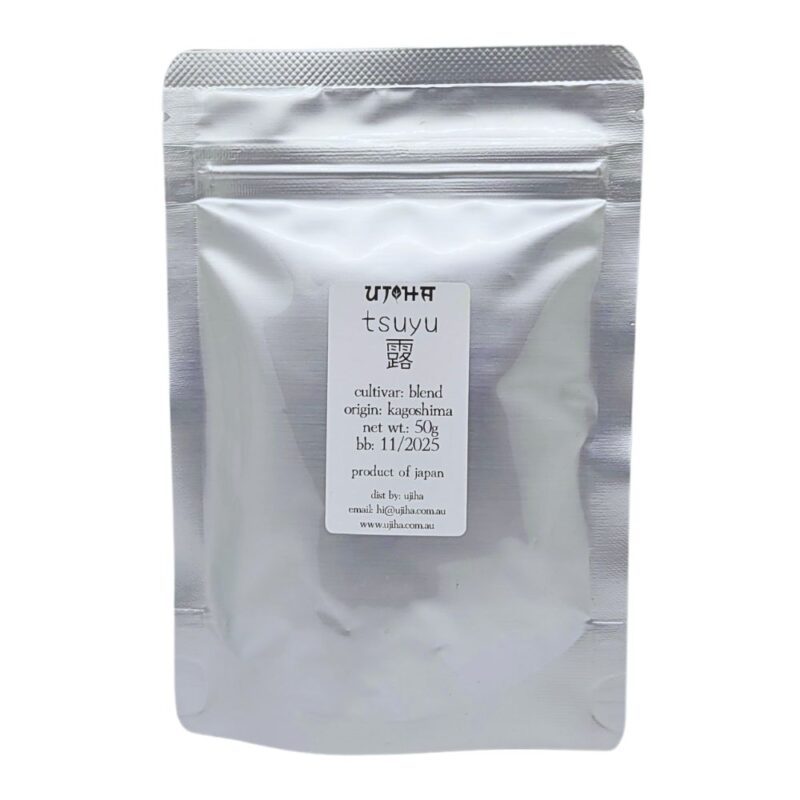 ujiha tsuyu organic ceremonial grade matcha in a 50g bag