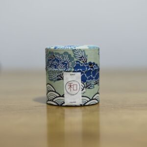 nagomi ceremonial organic matcha in a can wrapped in washi paper with japanese inspired pattern