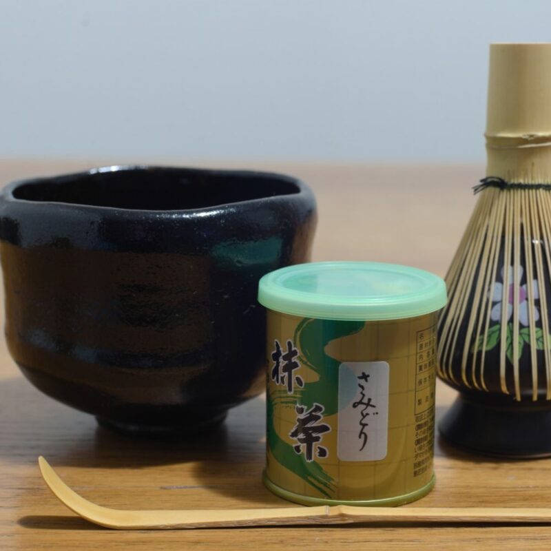 yamamasa koyamaen samidori with chawan, chasen, chashaku